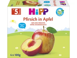 HiPP Bio Fruechte im Becher Pfirsich in Apfel