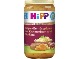 HiPP Bio Fuer kleine Feinschmecker Menues Bulgur Gemuesepfanne mit Kichererbsen und Bio Rind