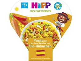 HiPP Bio fuer Kinder Paella mit buntem Gemuese und Bio Huehnchen