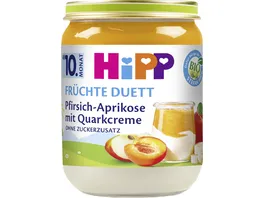 HiPP Bio Fruechte Duett Pfirsich Aprikose mit Quarkcreme
