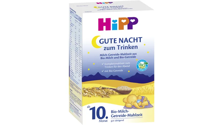 HiPP Bio Milchnahrung Gute-Nacht! Milch-Getreide-Mahlzeit Bio