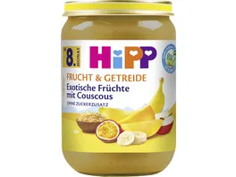 HiPP Bio Frucht und Getreide Exotische Fruechte mit Couscous