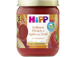HiPP Bio Frucht und Getreide Erdbeere Pfirsich in Apfel mit Griess