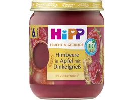 HiPP Bio Frucht und Getreide Himbeere in Apfel mit Dinkelgriess