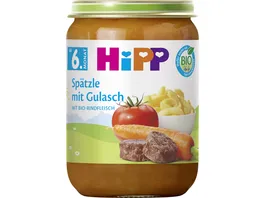 Hipp Spaetzle mit Gulasch mit Bio Rindfleisch