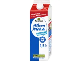 Alnatura Bio Haltbare fettarme Alpenmilch 1 5 Fett