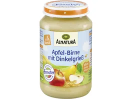 Alnatura Bio Apfel Birne mit Dinkelgriess Babyglaeschen nach 4 Mon