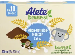 ALETE Milch Getreide Mahlzeit Kakao 2x200ml ab 10 Monat