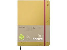 share A5 Journal Notizbuch A5 gelb punktkariert