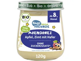 Freche Freunde Bio Glaeschen Abendbrei Apfel Zimt mit Hafer