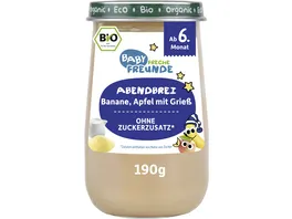 Freche Freunde Bio Glaeschen Abendbrei Banane Apfel mit Griess