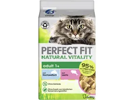 PERFECT FIT Katze Portionsbeutel Natural Vitality Adult 1 mit Hochseefisch und mit Lachs 6 x 50g Multipack