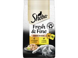 SHEBA Fresh Fine in Sauce mit Truthahn und mit Huhn Portionsbeutel 6x50g