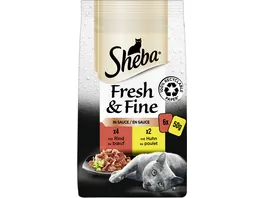 SHEBA Fresh Fine in Sauce mit Rind und Huhn Portionsbeutel 6x50g