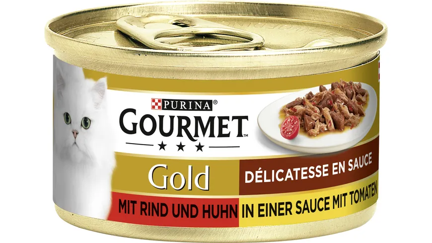 PURINA GOURMET Gold Délicatesse en Sauce mit Rind & Huhn in einer Sauce mit Tomaten