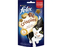 PURINA Felix Crispies mit Rind und Huhngeschmack Katzensnacks 45g Beutel