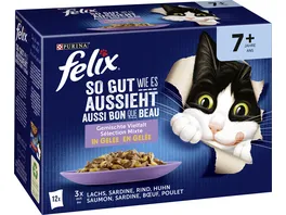 PURINA FELIX Katzennassfutter So gut wie es aussieht in Gelee Senior Gemischte Vielfalt