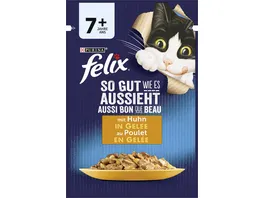 PURINA FELIX Katzennassfutter So gut wie es aussieht in Gelee Senior mit Huhn