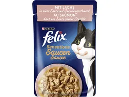 PURINA FELIX Sensations Saucen mit Lachs Garnelengeschmack Katzennassfutter