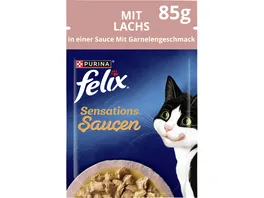 PURINA FELIX Sensations Saucen mit Lachs Garnelengeschmack Katzennassfutter