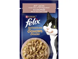 PURINA FELIX Sensations Saucen mit Lachs Garnelengeschmack Katzennassfutter