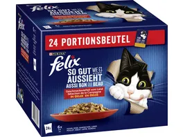 PURINA FELIX Katzennassfutter So gut wie es aussieht in Gelee Geschmacksvielfalt vom Land