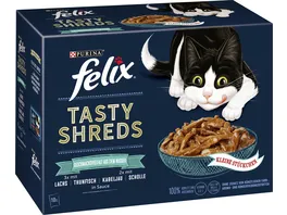 PURINA FELIX Katzennassfutter Tasty Shreds Geschmacksvielfalt aus dem Wasser