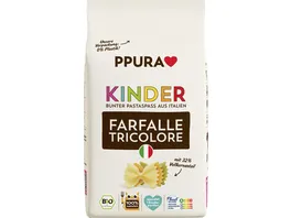 PPURA Bio Nudeln fuer Kinder Farfalle Tricolore 100 natuerlich