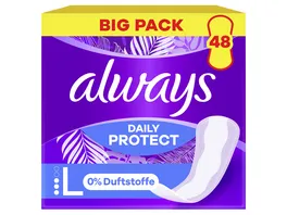 Always DAILY Slipeinlagen always Slipeinlage Daily Protect Long ohne Duft BigPack 48