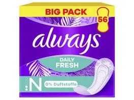 Always DAILY Slipeinlagen Fresh Normal ohne Duft BigPack 56 Stueck