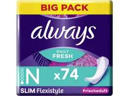 Always DAILY Slipeinlagen Fresh Flexistyle Slim mit Frischeduft BigPack 74 Stueck