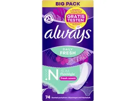 Always DAILY Slipeinlagen Fresh Flexistyle Slim mit Frischeduft BigPack 74 Stueck