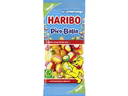 Haribo Fruchtgummi Konfekt Pico Balla fuer unterwegs Veggie