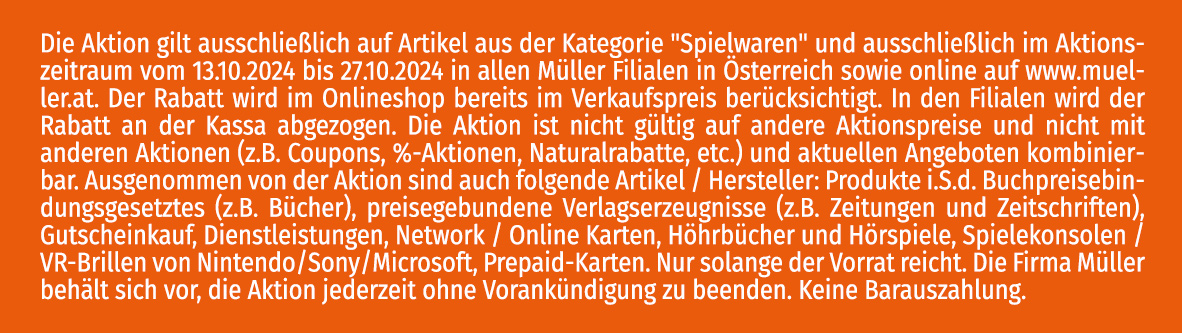 20% auf Spielwaren Aktion Rechtstext