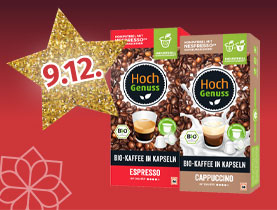 25% Rabatt auf alle HOCHGENUSS Kaffeekapseln