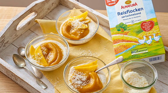 Kokosbrei mit Mango