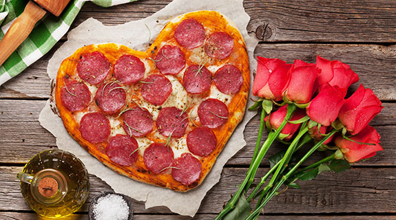 Pizza en forma de corazón