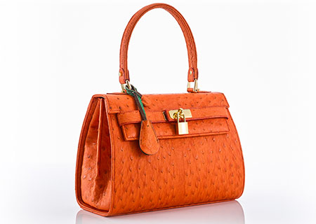 Straußenleder Handtasche Damen orange