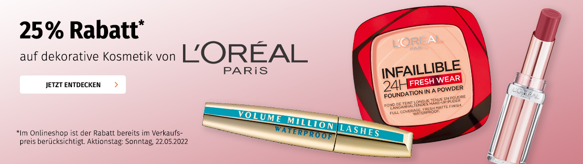 25% auf dekorative Kosmetik von L'Oreal Paris