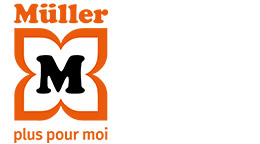 Logo standard avec Claim : MÜLLER – plus pour moi