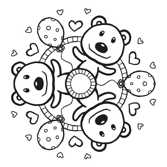 Malvorlage: Teddybären-Mandala