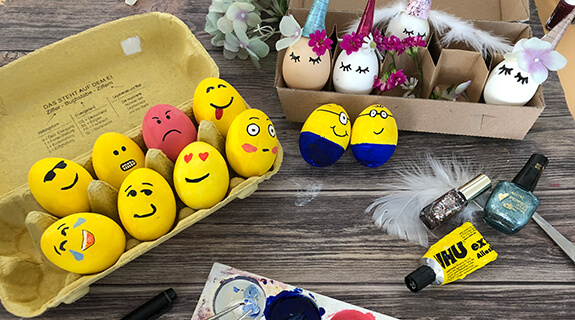 Eier färben - Emojis, Einhörner & Minions