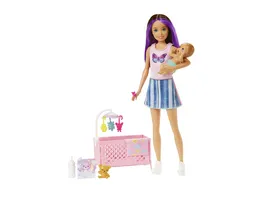 Barbie Puppen und Zubehoerteile Skipper Babysitter Spielset mit Gitterbett