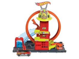 Hot Wheels City mit 1 Spielzeugauto Super Looping Feuerwache