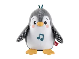 Fisher Price Plueschpinguin fuer Neugeborene als Spielzeug zum Spielen in der Bauchlage mit Musik bewegt sich und wackelt