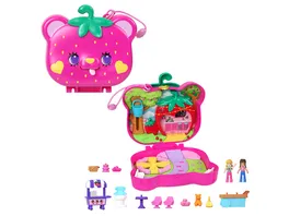 Polly Pocket Puppen und Spielset Reisespielzeug Erdbeer Baerchen Schatulle