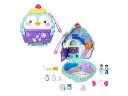 Polly Pocket Puppen und Spielset Reisespielzeug Winterliche Pinguin Schatulle