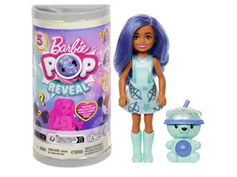 Barbie Chelsea Pop Reveal Bubble Tea Serie Puppe in einer Verpackung im Teedosendesign mit 5 Ueberraschungen mit Duft Stile koennen abweichen