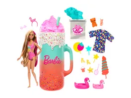 Barbie Pop Reveal Rise Surprise Geschenkset mit parfuemierter Puppe parfuemiertem Squishy Tier und vielem mehr mehr als 15 Ueberraschungen