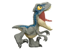 Jurassic World Gigantisches Gebruell Velociraptor Blue Dinosaurier Spielzeug mit Geraeusch und dehnbarem Kiefer